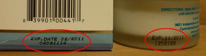 תאריך פג תוקף של מוצרי קוסמטיקה המופיע על תוויות - דוגמאות לתאריך פג תוקף להמחשה.