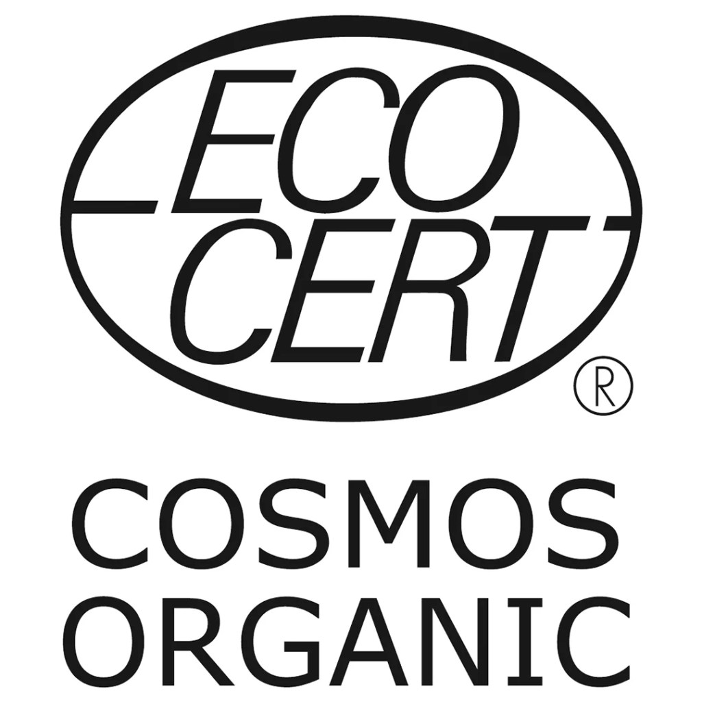 לוגו של תקן ECOCERT COSMOS ORGANIC המייצג קוסמטיקה אורגנית.