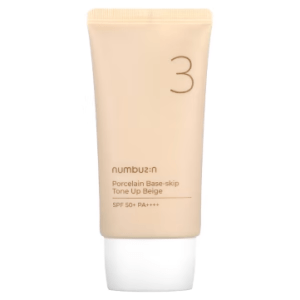Numbuzin, Porcelain Base-Skip, Tone Up Beige, SPF 50+ PA++++, No. 3