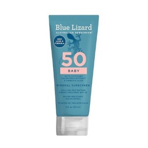 BLUE LIZARD Baby Mineral Sunscreen with Zinc Oxide, SPF 50+, Water Resistant, UVA/UVB Protection with Smart Cap Technology