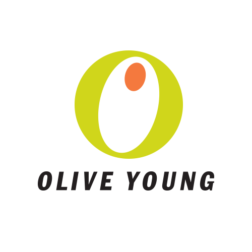 לוגו של חברת 'Olive Young' בצבעים צהוב ואדום, עם הכיתוב 'Olive Young' מתחת לסמל.
